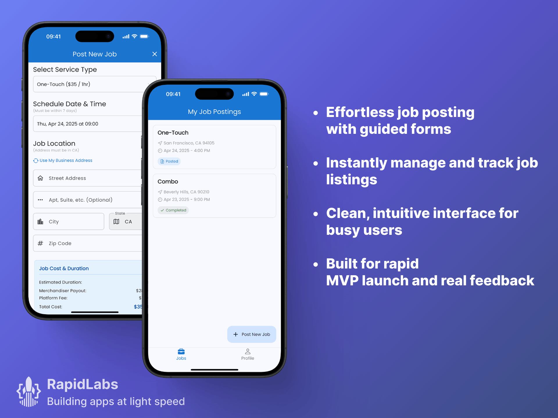 A Gig-economy App For California-based Startup Built By RapidLabs LLC