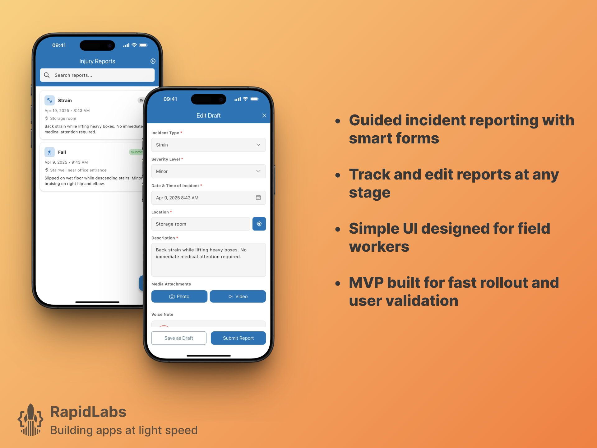 Rapid Mobile App MVP Built for Field Teams by RapidLabs LLC